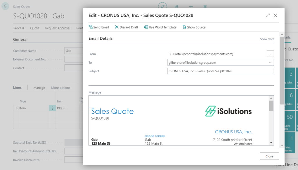 Microsoft Dynamics 365 Business Central Quote to Cash