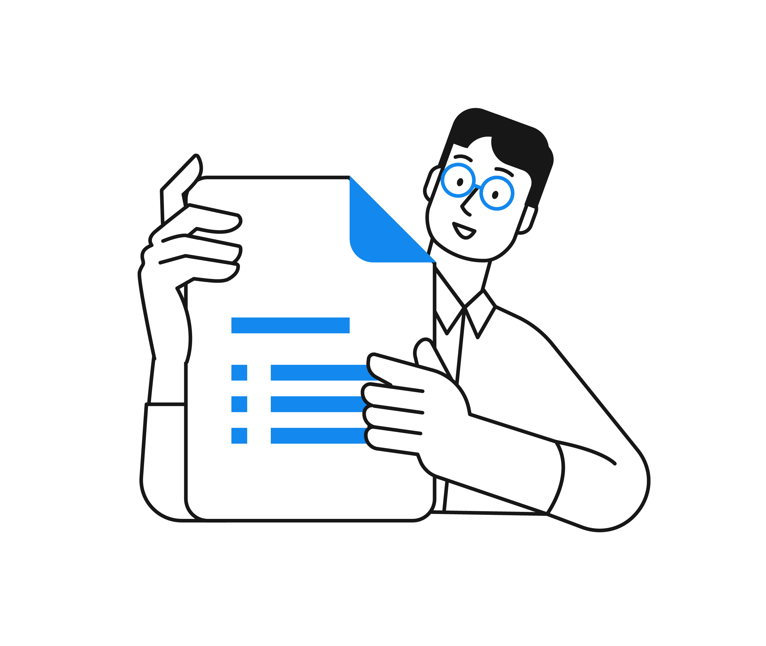man holding icon of a Word document