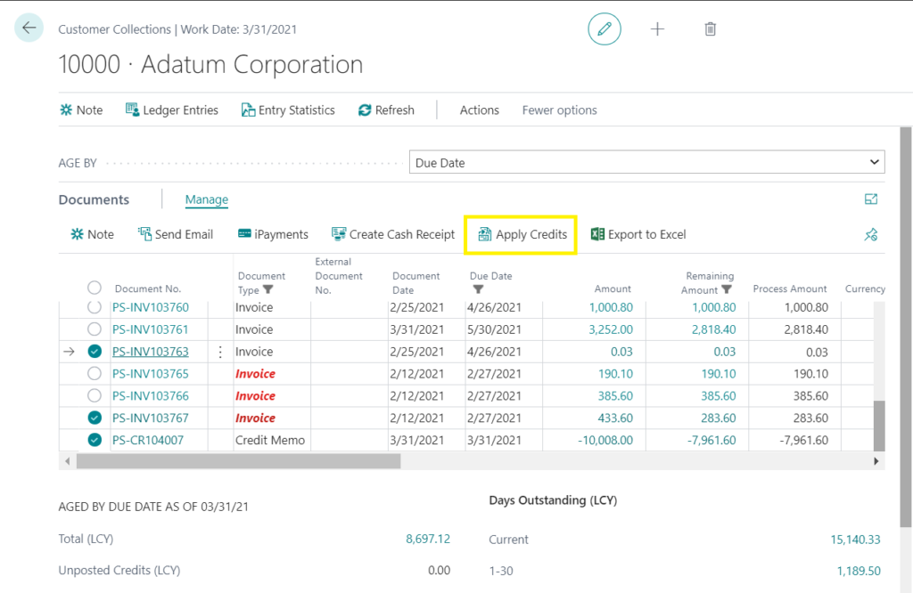 qbo apply credit memo to invoice