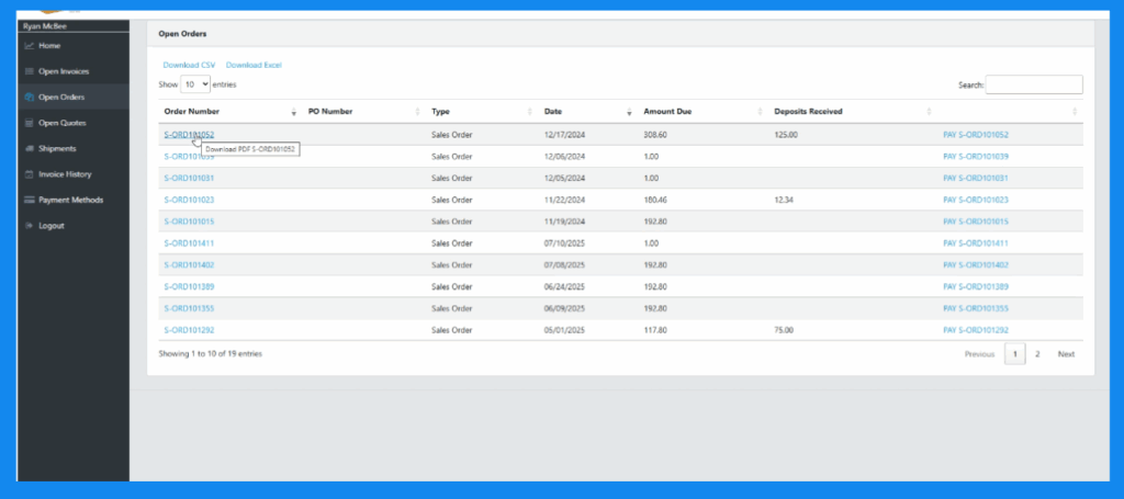 Business Central customer portal