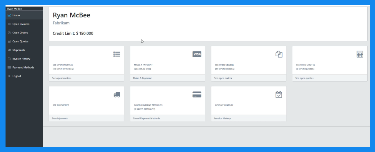 customer portal screenshot