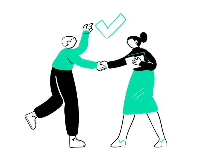 illustration of two people meeting with a handshake