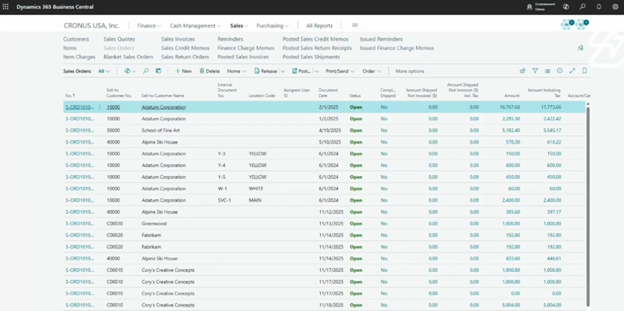 collect prepayments through sales orders in business central