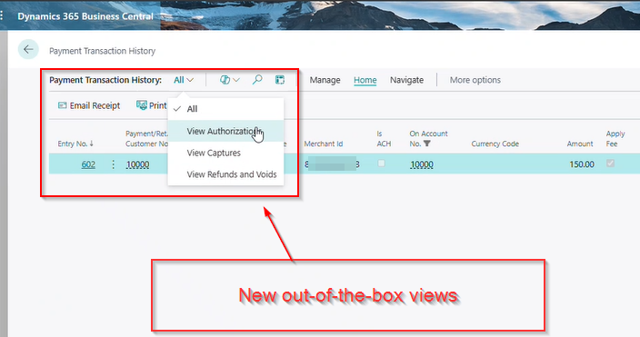 Payment Transaction History in Business Central