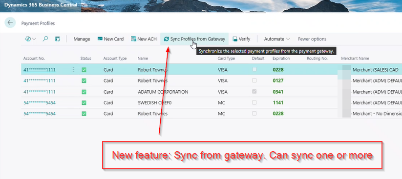 Sync from CardConnect Gateway
